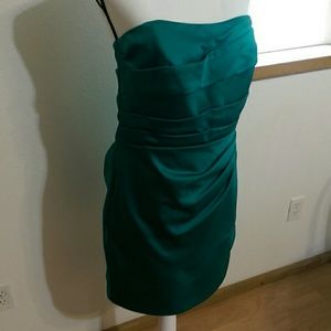 Bridesmaid’s dress - emerald green satin